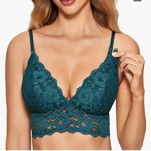MOMANDA Lace Nursing Bra Wirefree Padded Breastfeeding Bralette spruce green